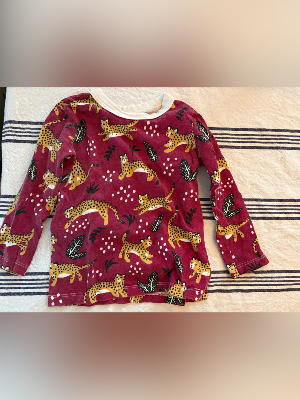 Kids Long Sleeve Tee - Maroon Leopard Print